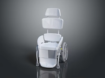White Modern Wheelchair Structure With Comfortable Seat Backrest Armrests And Wheels 3d model