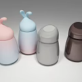 Daily Life Insulated Mugs in Pink Blue Gray and Brown with Round Design