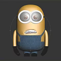 Yellow Minion Doll With Large Goggles Blue Overalls And Surprised Expression