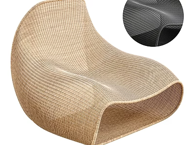 Modern Woven Lounge Chair With Curved Design And Comfortable Ergonomic Shape 3d model