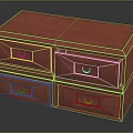 Red Wooden Drawer Chest With Four Drawers And Classic Design