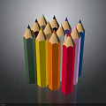 Vibrant Assorted Colored Pencils With Sharpened Tips Standing On Dark Background