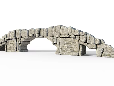 Solid Rustic Stone Arch Entrance Gate With Classic Architectural Design Details 3d model