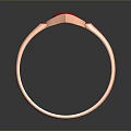 Rose Gold Ring With Heart Shaped Red Gemstone And Small Red Stones