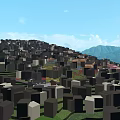 Beautiful Scenic Landscape Of Purple Flower Terraced Fields With Green Mountains And Traditional Houses