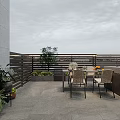 Roof Garden with Outdoor Dining Table Chairs Kitchen Counter Wooden Deck and Lush Plants