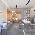 Modern Bubble Tea Shop Interior With Stylish Counter Seating And Drink Logo Decor
