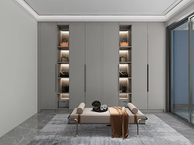 Light Luxury Cloakroom Wardrobe 3d model