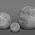 Different Sizes Off-White Spherical Decorative Lamps Featuring Moon Textured Surface And Inner Glow