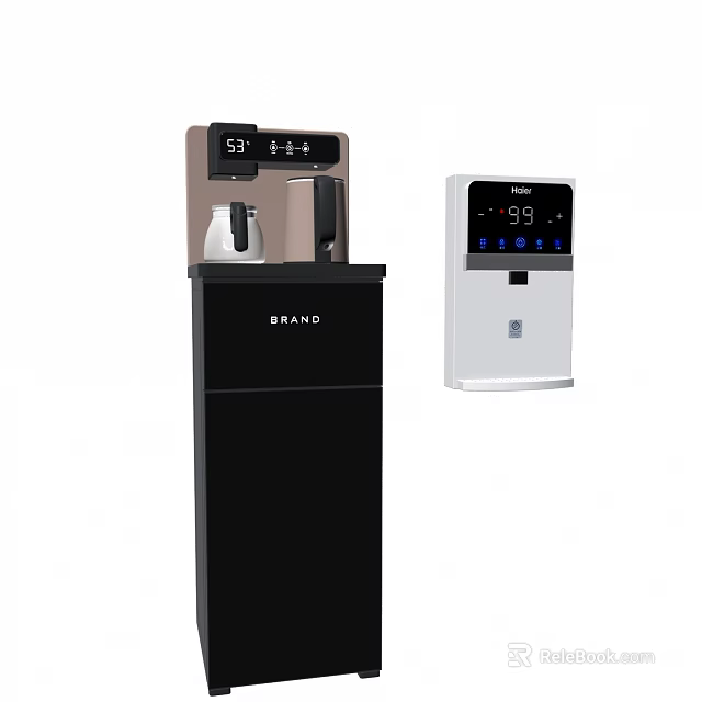 Modern Home Appliance Water Dispensers With Black White Vertical Design And Temperature 3d model 