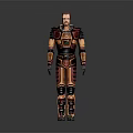 Game Movie Character Wearing Futuristic Sci Fi Battle Armor With Red Gold Intricate Patterns