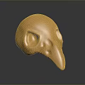 Golden Bird Skull Organ With Beak And Eye Socket Features 3d model