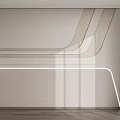 Modern Bed Accent Wall With Curved Lines And Lighting 3d model