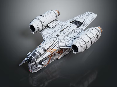 Futuristic Interstellar Spaceship Design With Twin Engines And Detailed Structure 3d model