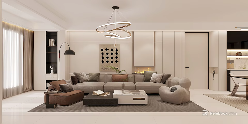 Modern Light Luxury Sofa And Coffee Table Set For Cozy Elegant Living Room Home Decor 3d model 