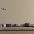 Modern Gray Sectional Sofa With Colorful Cushions Beige Wall Poliform Side Table 3d model