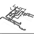 Heavy Duty Industrial Equipment Piping System with Metal Fittings Valves and Complex Layout
