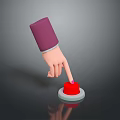 Everyday Household Products Featuring Hand Pressing Red Button on Dark Background