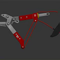 Red Multi Functional Hardware Tool Featuring Metal Plier Scissors And Black Hook Handle 3d model