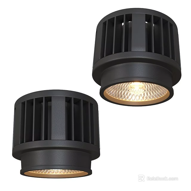 Black Modern Downlights And Spotlights With Heat Dissipation Grilles For Indoor Lighting 3d model 