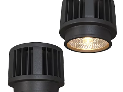Black Modern Downlights And Spotlights With Heat Dissipation Grilles For Indoor Lighting 3d model