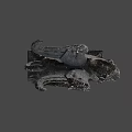 Game and Movie Fantasy Character Black Winged Mythical Creature Sculpture with Detailed Texture