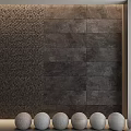 Dark Wall Tile Components Featuring Mosaic And Slate Pattern With White Circular Base 3d model