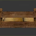 Fresh Ripe Cantaloupes Stored In Wooden Crate For Home Storage Use