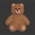 Fluffy Orange Teddy Bear Doll Sitting With Black Eyes Brown Nose Pink Paws