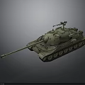 Military Tank with Camouflage Paint Long Cannon Barrel Heavy Tracks and Turret Design