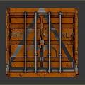 Orange Shipping Container With Metal Doors Corrugated Sides And Rustic Finish
