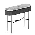 Modern Console Table With Marble Top And Black Ribbed Frame Crossed Legs 3d model