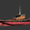 3D Rendered Orange Red Tugboat With Detailed Deck And Fenders