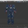Game And Movie Robot Character With Black Red Armored Combat Style Design On Orange Background