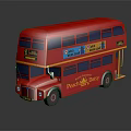 Red Double Decker Bus With Peach Daisy Branding And Colorful Side Advertisements