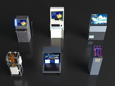 Various Self Service Kiosk Models With Interactive Digital Screens And Modern Designs 3d model