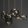 Modern Dark Glass Pendant Lights With Different Shapes Brass Accents And Textured Rope