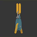 Blue And Yellow Mechanical Tool With Three Yellow Legs And Top Part