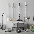 Modern Bathroom Cleaning Tools With Mop Broom Vacuum Robot Vacuum And Trash Can