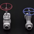 Industrial Pipeline Valves With Red And Blue Handwheels Stainless Steel Construction