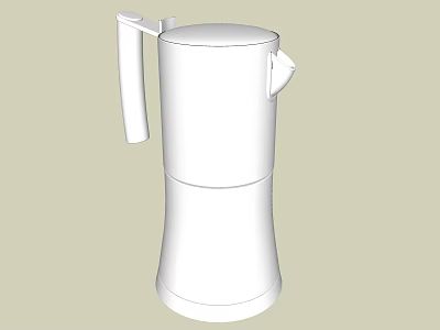 White Modern Daily Use Appliance With Sleek Handle And Spout Design 3d model