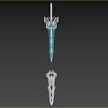 Decorative Fantasy Sword With Blue Glowing Accents And Butterfly Hilt Design
