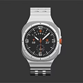 Modern White Watch With Perforated Strap Black Dial And Orange Accents