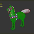 Colorful Red Horse Doll With Blue Tail Yellow Polka Dots And White Bridle