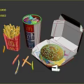 Delicious Fast Food Meal With Hamburger In Open Box Crispy Fries And Cold Drink