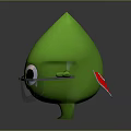 Green Droplet Shaped Cartoon Character Creature Wearing Goggles With Arms And Legs