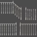 White Railings Design Featuring Various Baluster Styles and Handrail Models 3d model