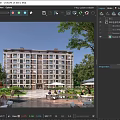 Residential Building Exterior Design With Green Trees And Outdoor Relaxation Spaces