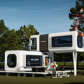 Modern Safe Stay Space Capsule With Outdoor Terrace Green Trees And Balloons