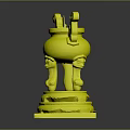 Ancient Stone Tripod Censer With Carved Double Handles Tripod Legs And Square Pedestal Base